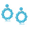 Raffia Stud Dangle Earrings, Ring, Deep Sky Blue, 60x50mm