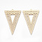 Brass Pendants, Etched Metal Embellishments, Cadmium Free & Nickel Free & Lead Free, Triangle, Light Gold, 42x26x0.3mm, Hole: 1.5mm