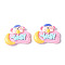 Opaque Resin Cabochons, Cartoon Style Speech Bubble Shape with Animal & Word, Dog Pattern, 23x29x6.5mm
