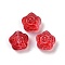 Transparent Glass Beads, Flowers Rose, Baking Paint, Red, 11.5x12x8.5mm, Hole: 1.2mm