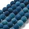 Natural Weathered Agate Beads Strands, Round, Dyed & Heated, Steel Blue, 12mm, Hole: 1.6mm, about 31pcs/strand, 14.76''(37.5cm)