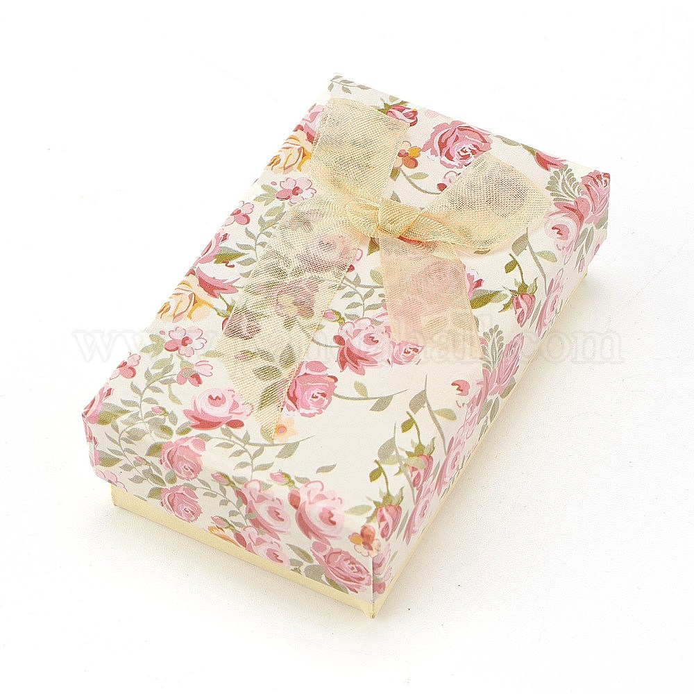 Wholesale Flower Pattern Cardboard Jewelry Packaging Box - Pandahall.com