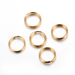 304 Stainless Steel Split Rings, Double Loops Jump Rings, Real 18K Gold Plated, 5x1mm, Inner Diameter: 3.8mm, Single Wire: 0.5mm