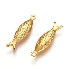 304 Stainless Steel Pendant Ion Plating(IP), Fish, Real 18K Gold Plated, 21x6x2.5mm, Hole: 1.5mm