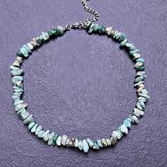 Natural Amazonite Chip Beaded Necklaces for Women, 16.93 inch(43cm)