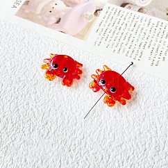 Red Handmade Lampwork Beads, Crab, 22x16mm