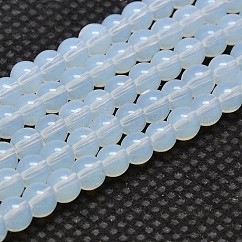 Round Opalite Beads Strands, Grade AA, White, 8mm, Hole: 1mm, about 50pcs/strand, 15 inch
