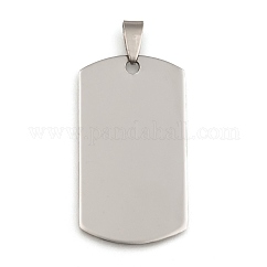 Non-Tarnish 201 Stainless Steel Rounded Rectangle Mirror Polished Finish Stamping Blank Tag Pendants, for Necklace Men Jewelry Making, with Snap on Bails, Stainless Steel Color, 43x24x1mm, Hole: 3mm