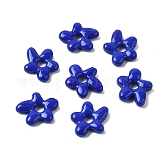 Handmade Lampwork Beads, Flower, Blue, 18x17x4mm, Hole: 3.7mm