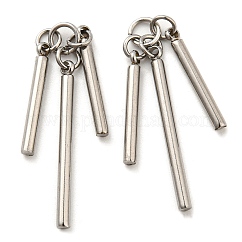 Non-Tarnish 304 Stainless Steel Pendants, with Jump Ring, Bar Charm, Stainless Steel Color, 15~25x2mm, Hole: 3mm