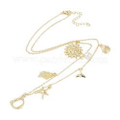 Bohemian Summer Beach Style 18K Gold Plated Shell Shape Initial Pendant Necklaces&nbsp;IL8059-4