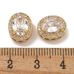 Brass Micro Pave Cubic Zirconia Beads&nbsp;KK-U037-07G-01