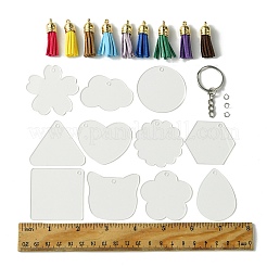 DIY Acrylic Disc Tassel Keychain Making Kits&nbsp;DIY-FS0006-01B