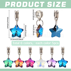 30Pcs 6 Colors Glass European Dangle Charms&nbsp;PALLOY-PH01826