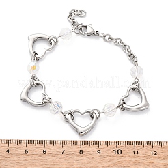 201 Stainless Steel Heart Link Chain Bracelets&nbsp;BJEW-B078-177P-02