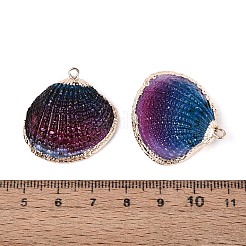 Spray Paint & Electroplate Natural Sea Shell Pendants&nbsp;SSHEL-N042-16A