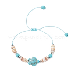 2Pcs Starfish and Turtle Synthetic Turquoise Beads Braided Bead Bracelets&nbsp;BJEW-JB11883