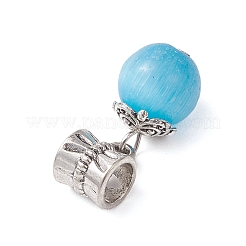 Round Cat Eye European Dangle Charms&nbsp;PALLOY-JF04331