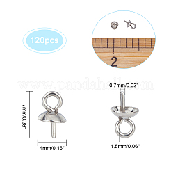 120Pcs 304 Stainless Steel Cup Pearl Peg Bails Pin Pendants&nbsp;STAS-DC0004-01