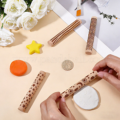 4Pcs 4 Styles Wood Handle Clay Texture Roller&nbsp;TOOL-CN0001-08