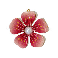 Printed 304 Stainless Steel with Imitation Pearl Pendants&nbsp;STAS-OY005-22G
