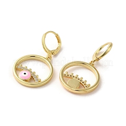 Evil Eye Real 18K Gold Plated Brass Dangle Leverback Earrings&nbsp;EJEW-Q797-09G-05