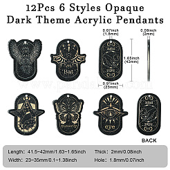 12Pcs 6 Styles Opaque Dark Theme Acrylic Pendants&nbsp;OACR-CJ0002-09