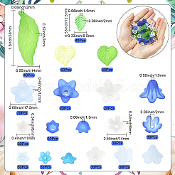 15 Styles Flower & Leaf Transparent Acrylic Beads Caps & Pendants Findings Kits&nbsp;DIY-SC0003-33