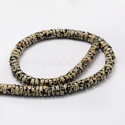 Flat Round/Disc Natural Dalmatian Jasper Beads Strands&nbsp;G-L442-04