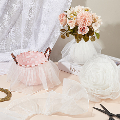 Polyester Pleated Lace Ribbon&nbsp;OCOR-WH0078-132B
