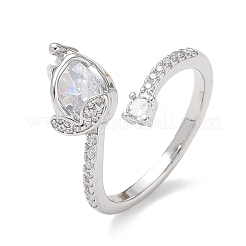 Brass Micro Pave Cubic Zirconia Cuff Open Rings&nbsp;CU-CBAEC29-08P