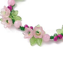 Flower Acrylic & MIYUKI Seed Beads & Natural Dyed Yellow Jade Bracelets&nbsp;BJEW-MZ00221-02