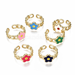 Brass Enamel Cuff Rings&nbsp;RJEW-N035-007-NF