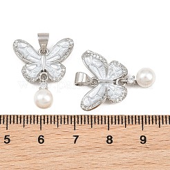 Brass Micro Pave Clear Cubic Zirconia Pendants&nbsp;KK-CBA6A75-47B-P