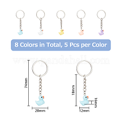40Pcs 5 Colors Mini Duck Resin Pendant Keychain&nbsp;KEYC-PH01492