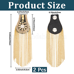 2Pcs Felt & Iron & Rhinestone Tassel Epaulette&nbsp;AJEW-CN0007-74B-G