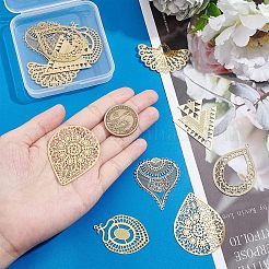 12Pcs 6 Style 304 Stainless Steel Pendants&nbsp;STAS-UN0035-07