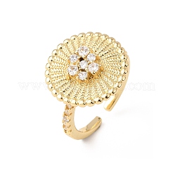 Adjustable Brass Micro Pave Cubic Zirconia Cuff Rings for Women&nbsp;RJEW-B139-07G-01