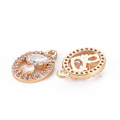 Rack Plating Brass Micro Pave Clear Cubic Zirconia Pendants&nbsp;KK-T060-31-RS