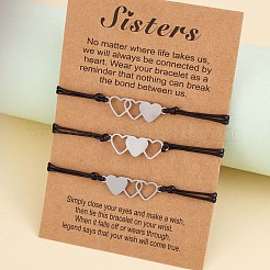 3Pcs 3 Style 430 Stainless Steel Heart Link Bracelets Set&nbsp;JB715A