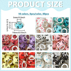 Large Hole Dog Paw Prints Pattern Acrylic European Beads&nbsp;OPDL-NB0001-07