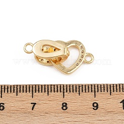 Brass Micro Pave Clear Cubic Zirconia Interlocking Clasps&nbsp;KK-C075-37G