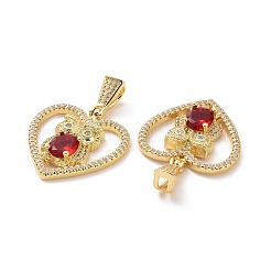 Brass Micro Pave Clear Cubic Zirconia Pendants&nbsp;ZIRC-F134-18G-01