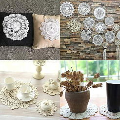 Handmade Cotton Lace Cup Coasters&nbsp;AJEW-GF0008-84B