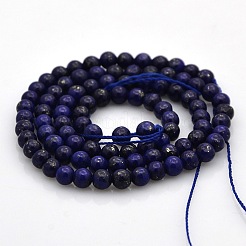 Dyed Natural Lapis Lazuli Round Beads Strands&nbsp;G-N0120-01-4mm