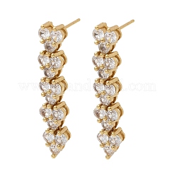 Flat Round Brass Micro Pave Clear Cubic Zirconia Stud Earrings&nbsp;EJEW-H180-12G