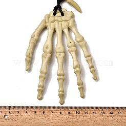 Halloween Resin Skeleton Hand Pendant Polyester Cord Necklaces&nbsp;NJEW-C095-01