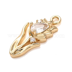 Brass Micro Pave Clear Cubic Zirconia Pendants&nbsp;KK-H294-02B-G