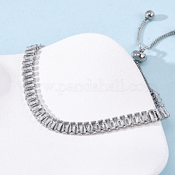 304 Stainless Steel with Clear Cubic Zirconia Link Chain Bracelets&nbsp;BJEW-G754-03P-01
