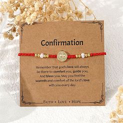 Brass Saint Medal Braided Bracelets&nbsp;EA4269-2